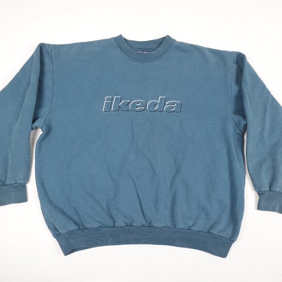 Vintage IKEDA Sweatshirt Adult XL Embroidered Spellout Made in Canada 90s - Picture 1 of 9